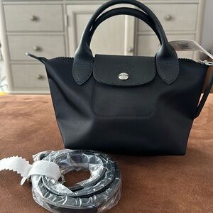 NWT Longchamp XS Le Pliage crossbody black